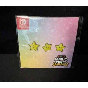 Nintendo Super Mario Party Jamboree - STAR PIN BADGES X 3 - New/Sealed